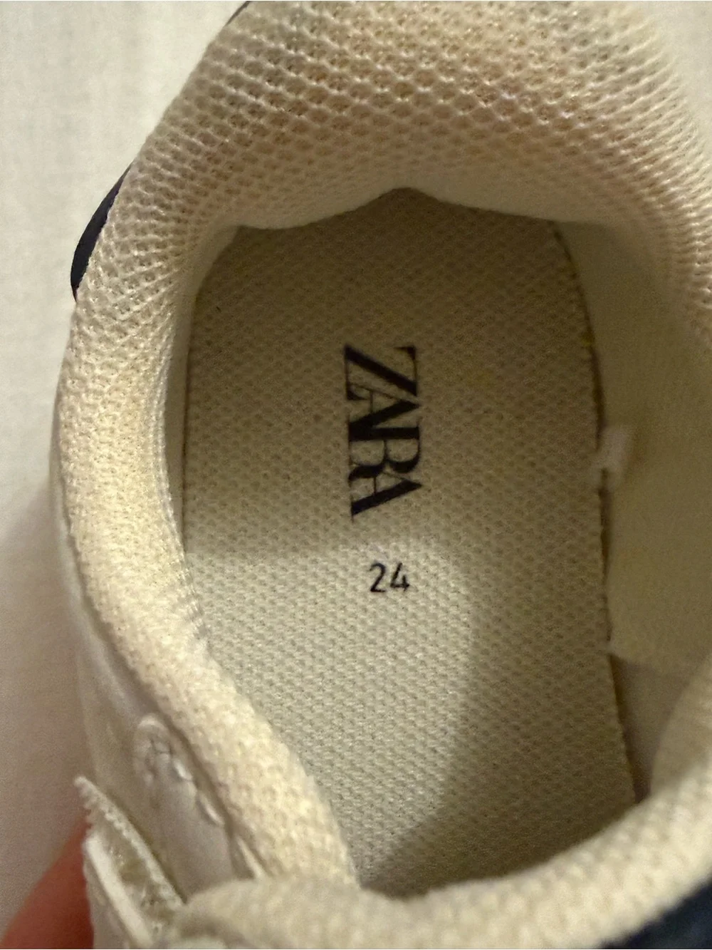 ZARA Cream and Navy Velcro Kids Sneakers